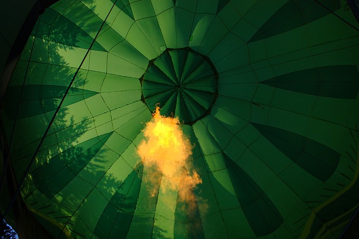 Balloon ride in Lithuania:  Looking into the flame