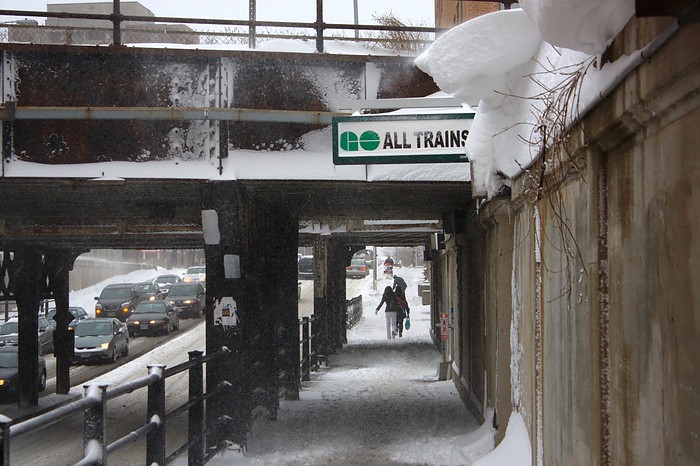 Snowy Bloor GO Train Station